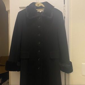 Vintage Wool Coat with Fur Trim